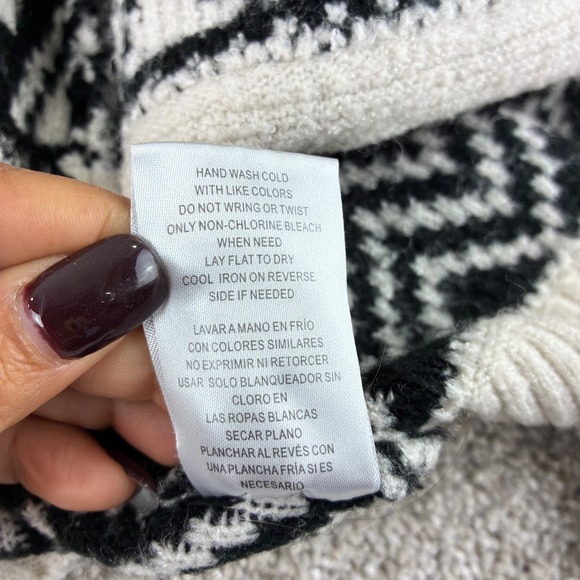 Mason & Belle Womens Cardigan Sweater Small Open‎ Front Aztec Print Cream Black - Picture 5 of 8